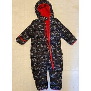 Spyder Toddler Snowsuit 24M Black Red Hooded Winter Bunting One Piece Ski Suit